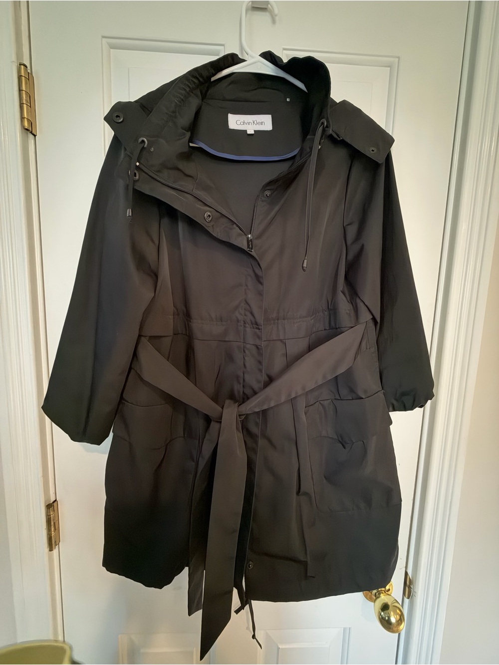 Calvin Klein Hooded Trench Coat, mid-length lightweight jacket